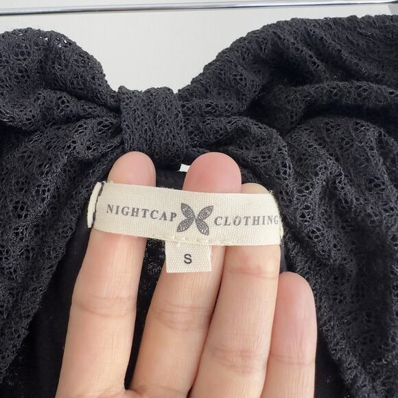 Nightcap Clothing Dress Womens Small Black Lace Tiered Maxi Cutout Bow Strapless - Picture 7 of 9